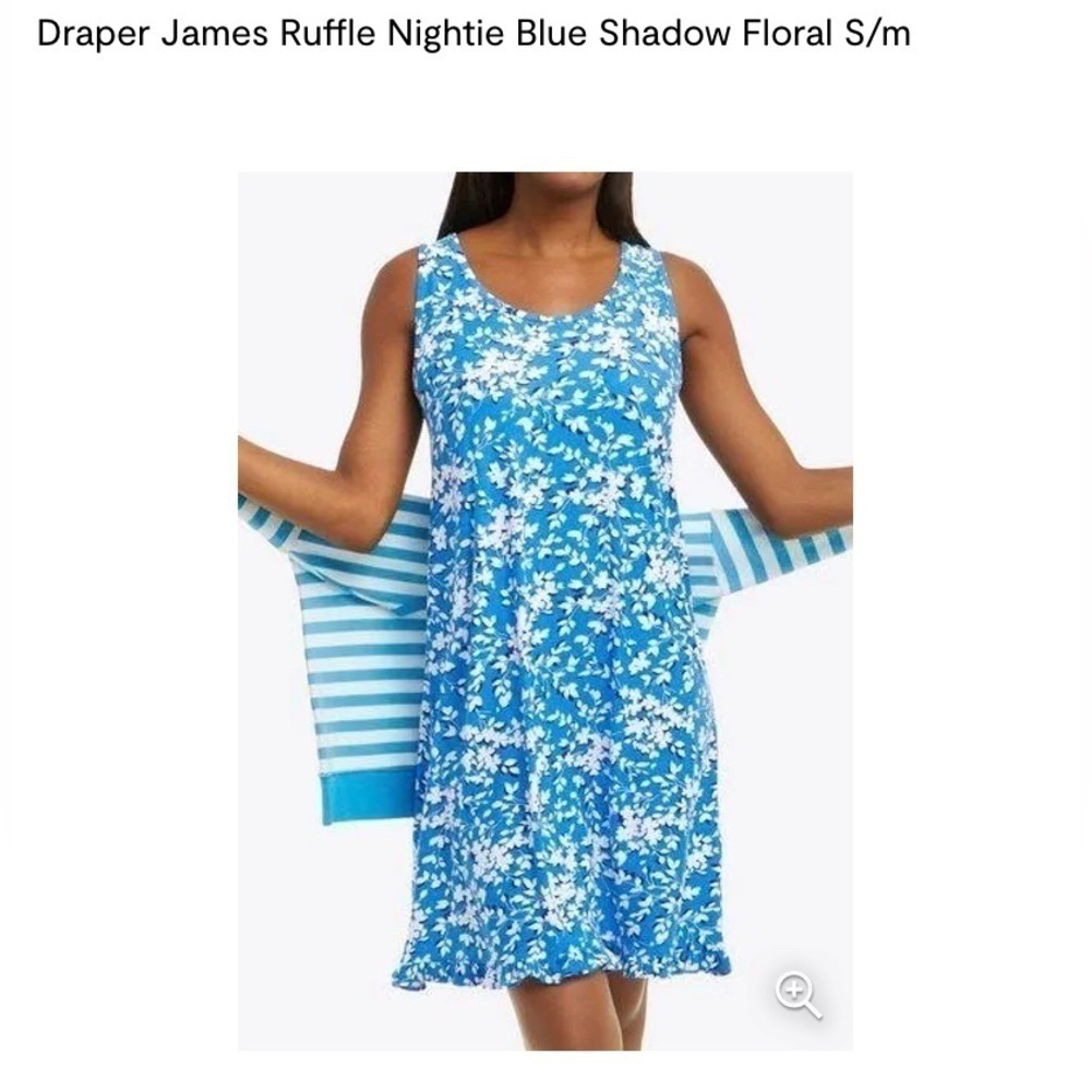 Draper James Blue Shadow floral ruffle nightie or swim cover up size L/XL
